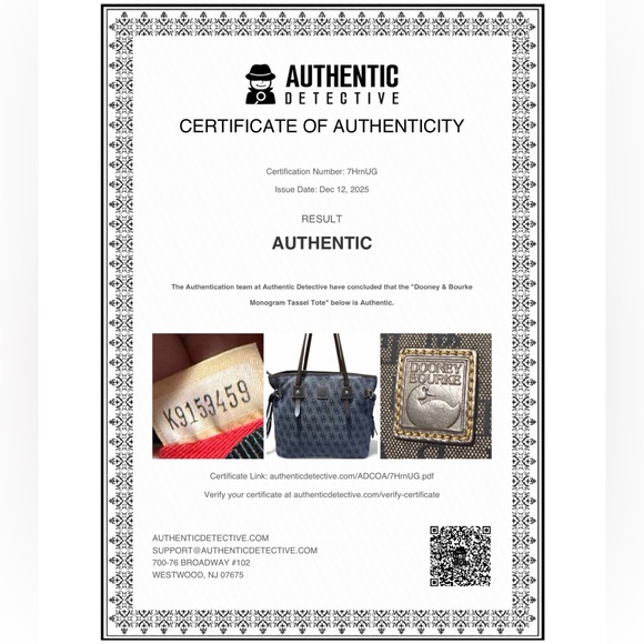 Dooney & Bourke Vintage Monogram Tassel Shoulder Bag with COA & dusty - EUC - Picture 11 of 11